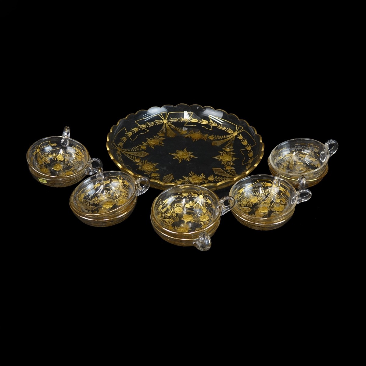 (11) Pc French Gilt Etched Tableware