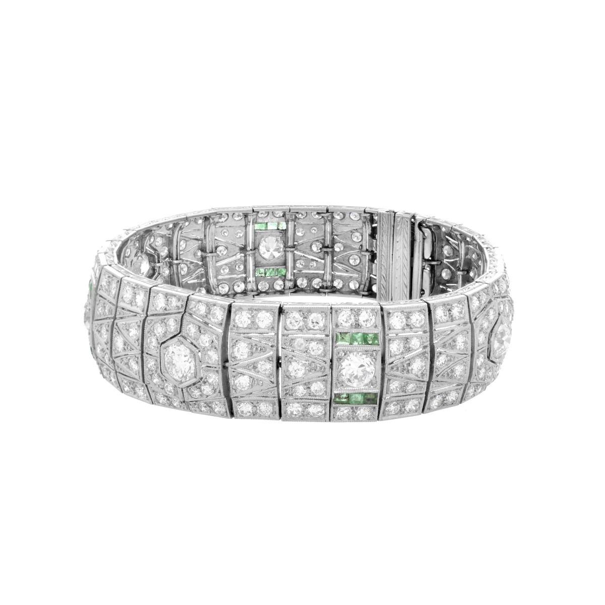 Art Deco Diamond and Emerald Bracelet