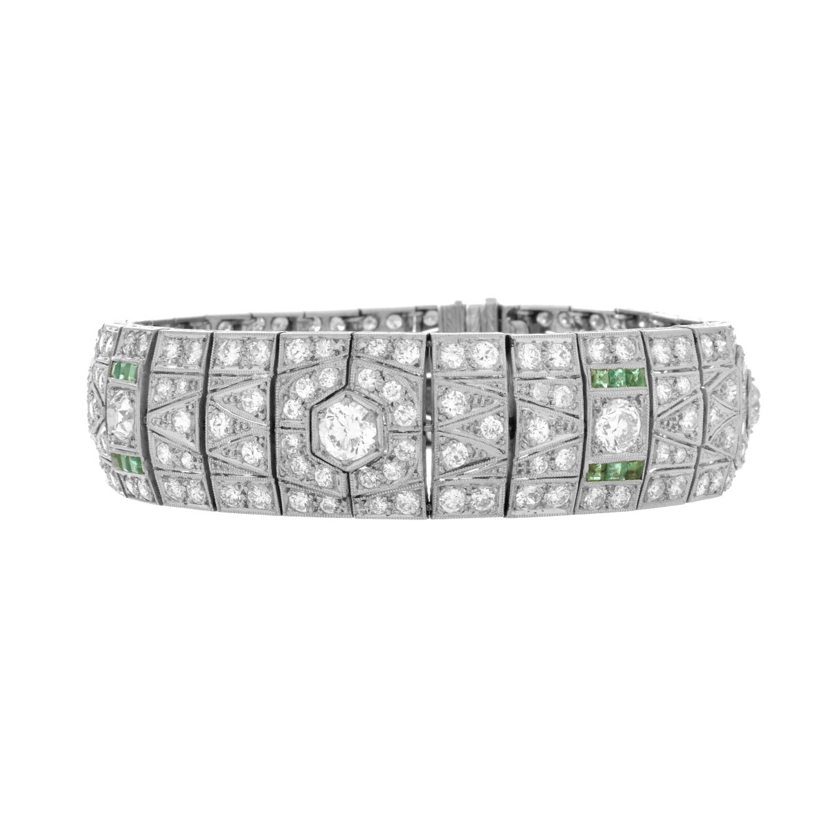 Art Deco Diamond and Emerald Bracelet