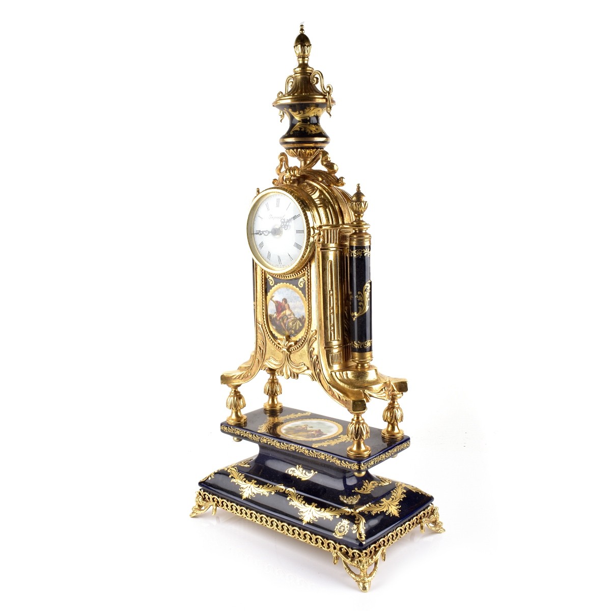 Large Sevres Style Limoges Mantle Clock