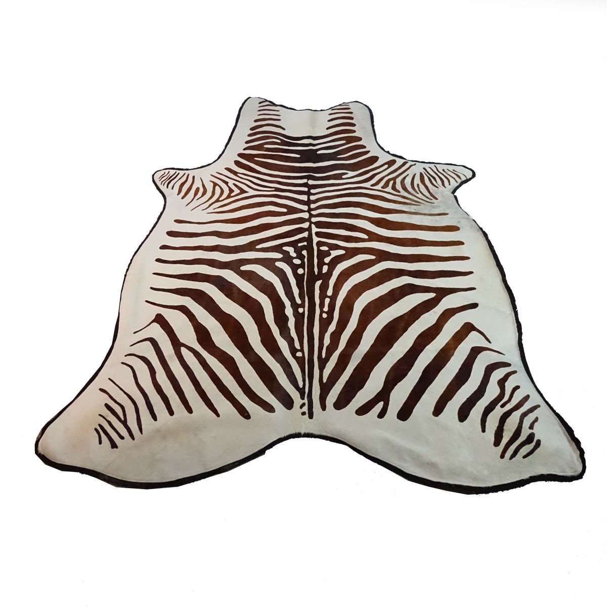 Zebra Stenciled Cowhide Rug