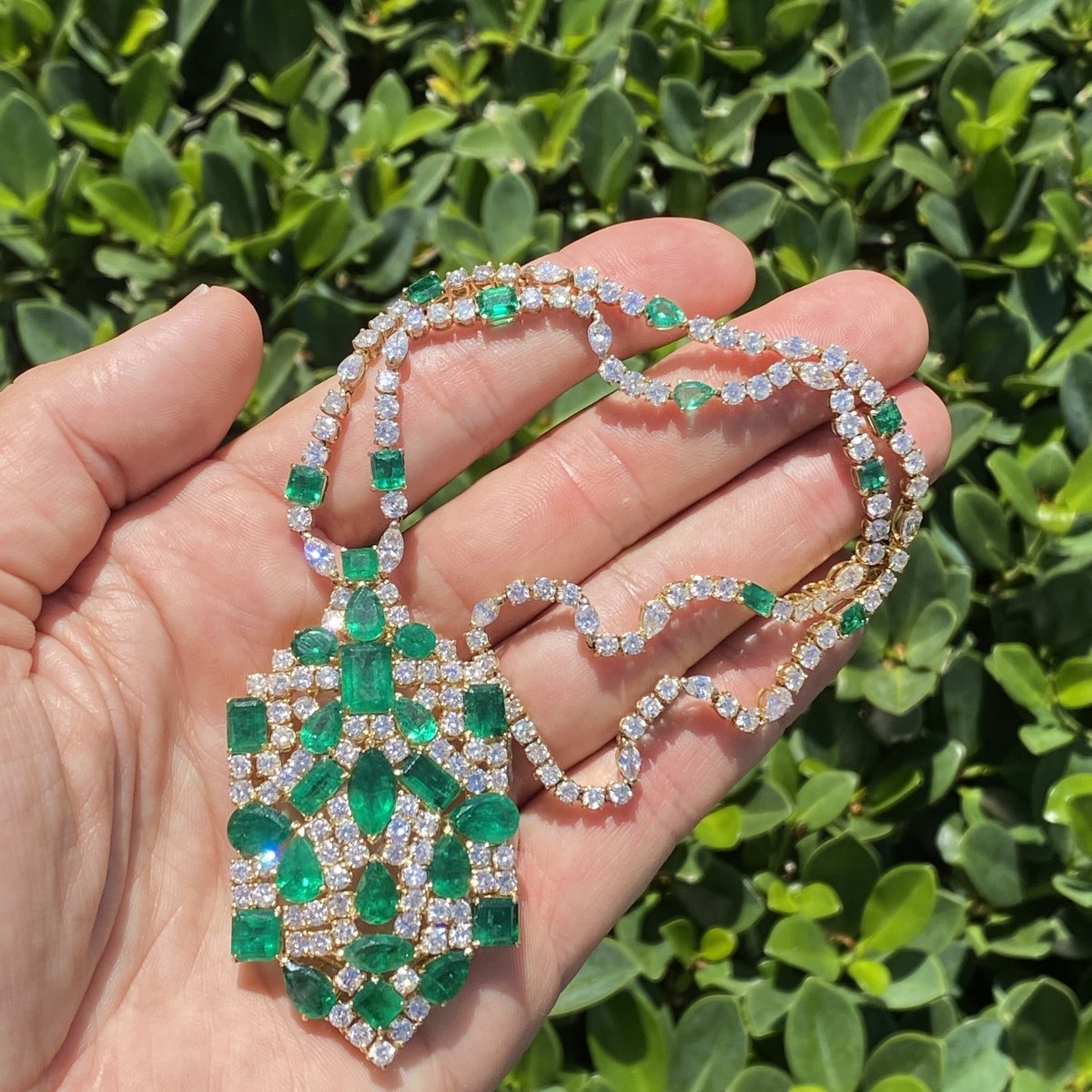 Emerald, Diamond and 18K Necklace