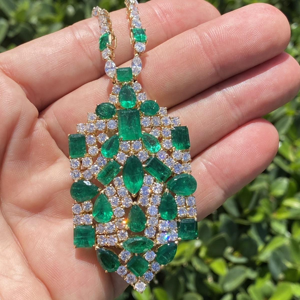 Emerald, Diamond and 18K Necklace