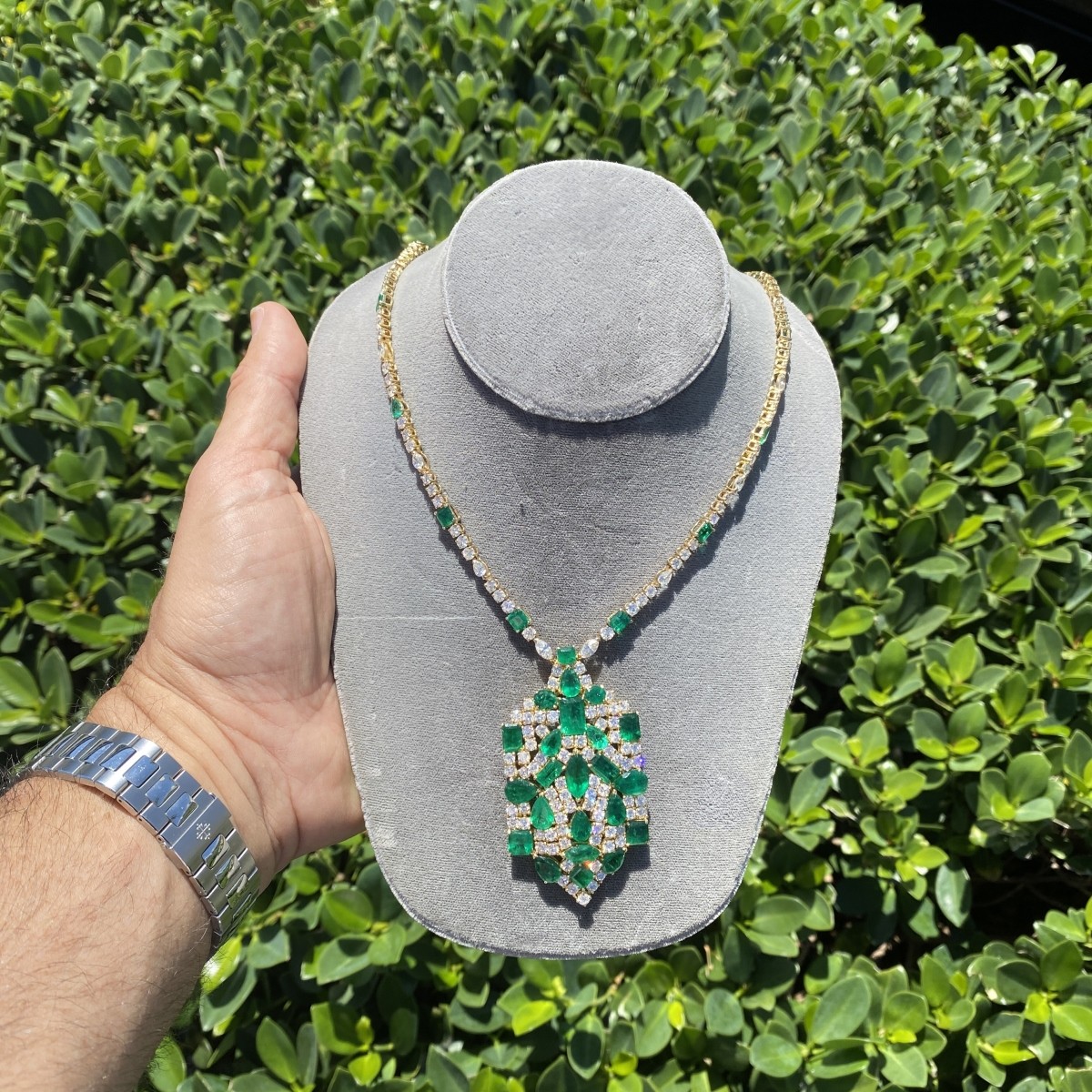 Emerald, Diamond and 18K Necklace