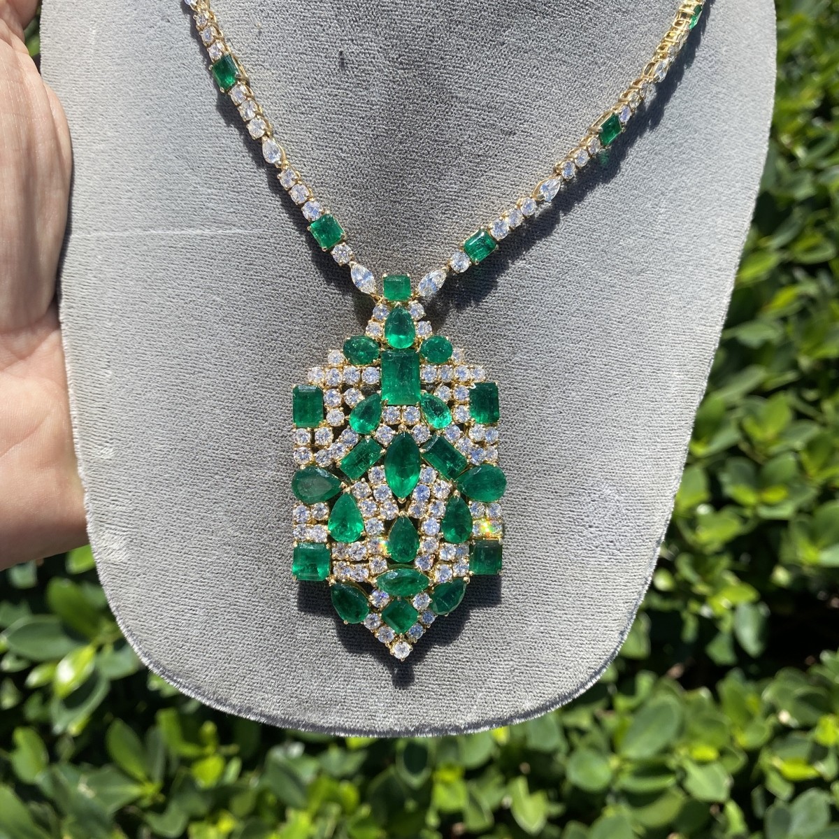 Emerald, Diamond and 18K Necklace