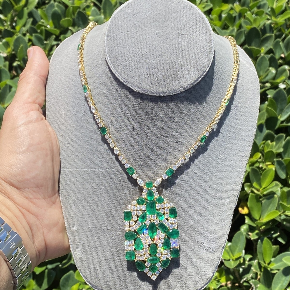 Emerald, Diamond and 18K Necklace