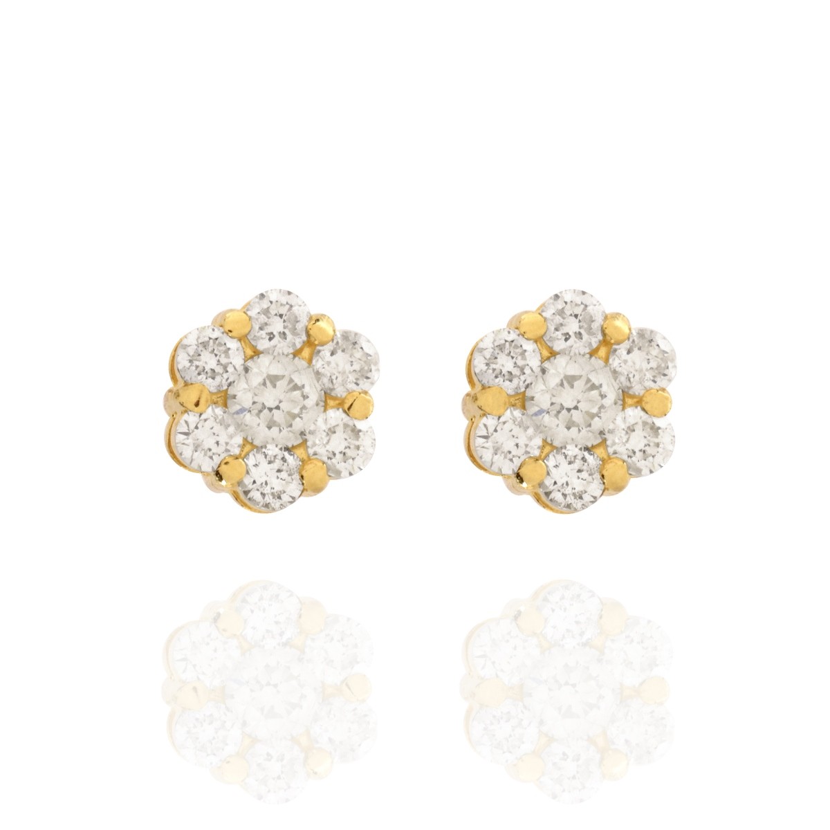 Diamond and 14K Ear Studs