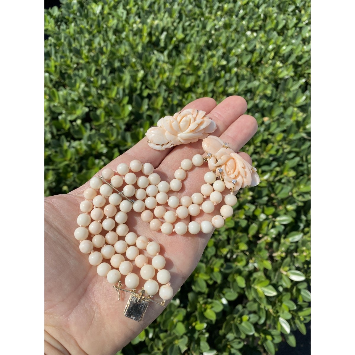 Coral and 14K Jewelry Suite