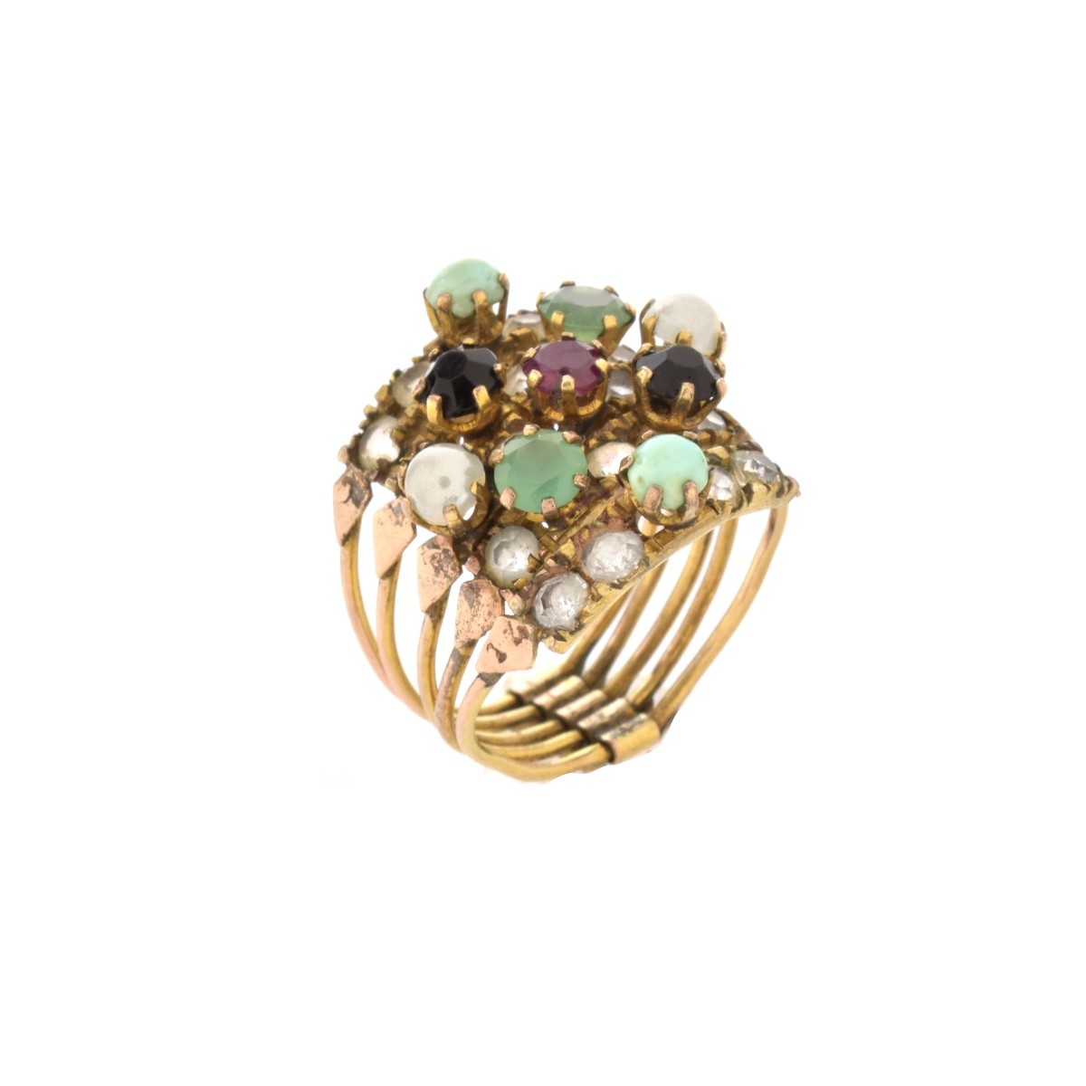 Multi Gemstone and 14K Ring