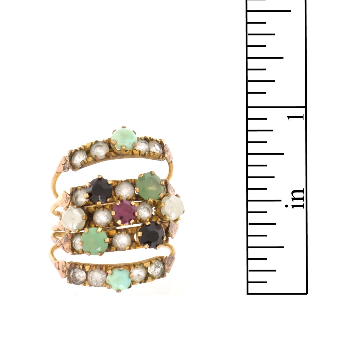 Multi Gemstone and 14K Ring