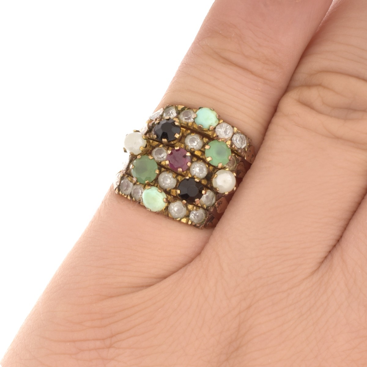 Multi Gemstone and 14K Ring