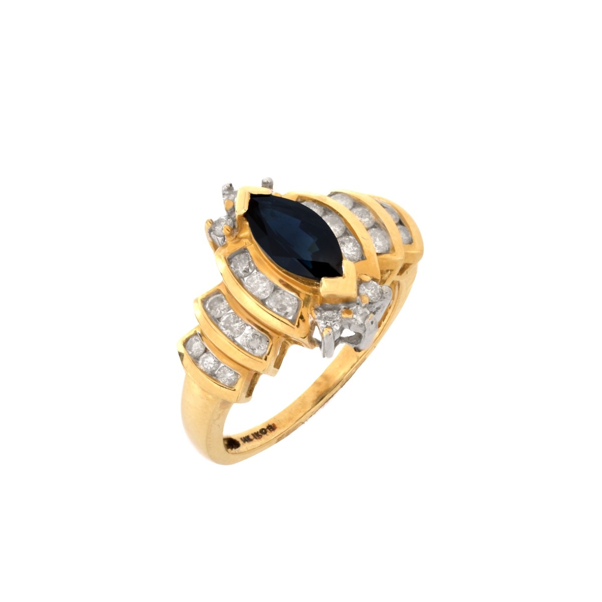 Sapphire, Diamond and 14K Ring