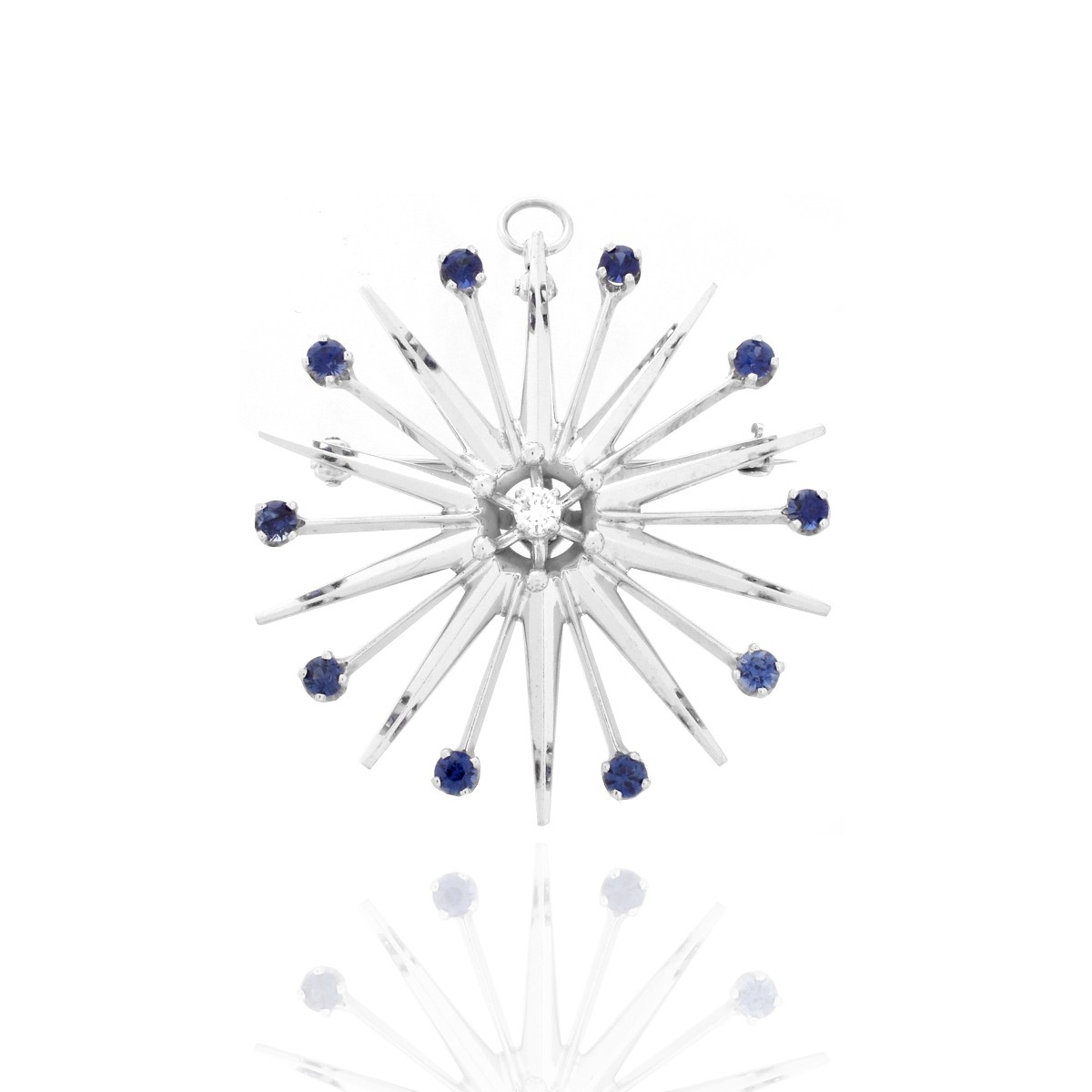 Sapphire, Diamond and 14K Pendant/Brooch