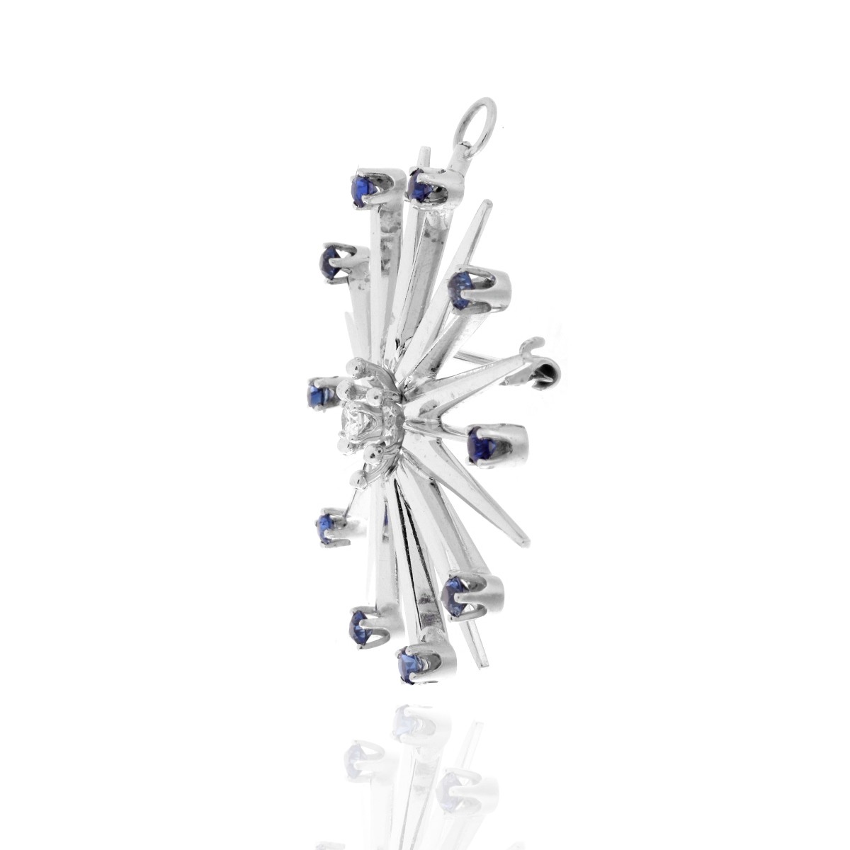 Sapphire, Diamond and 14K Pendant/Brooch