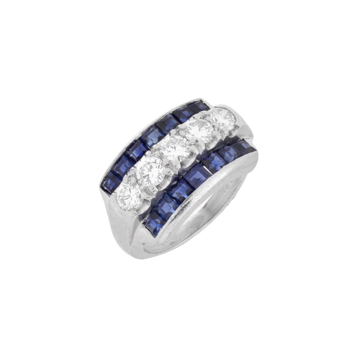 Diamond, Sapphire and Platinum Ring