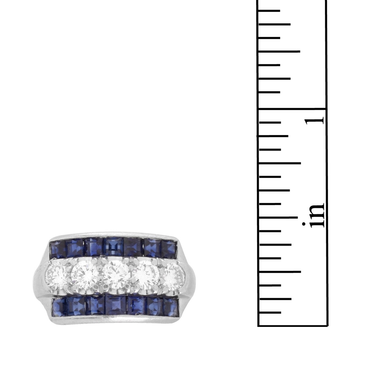 Diamond, Sapphire and Platinum Ring