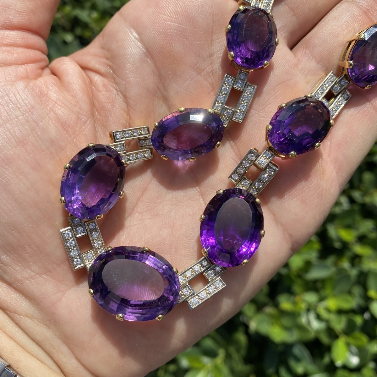 Amethyst, Diamond and 18K Necklace