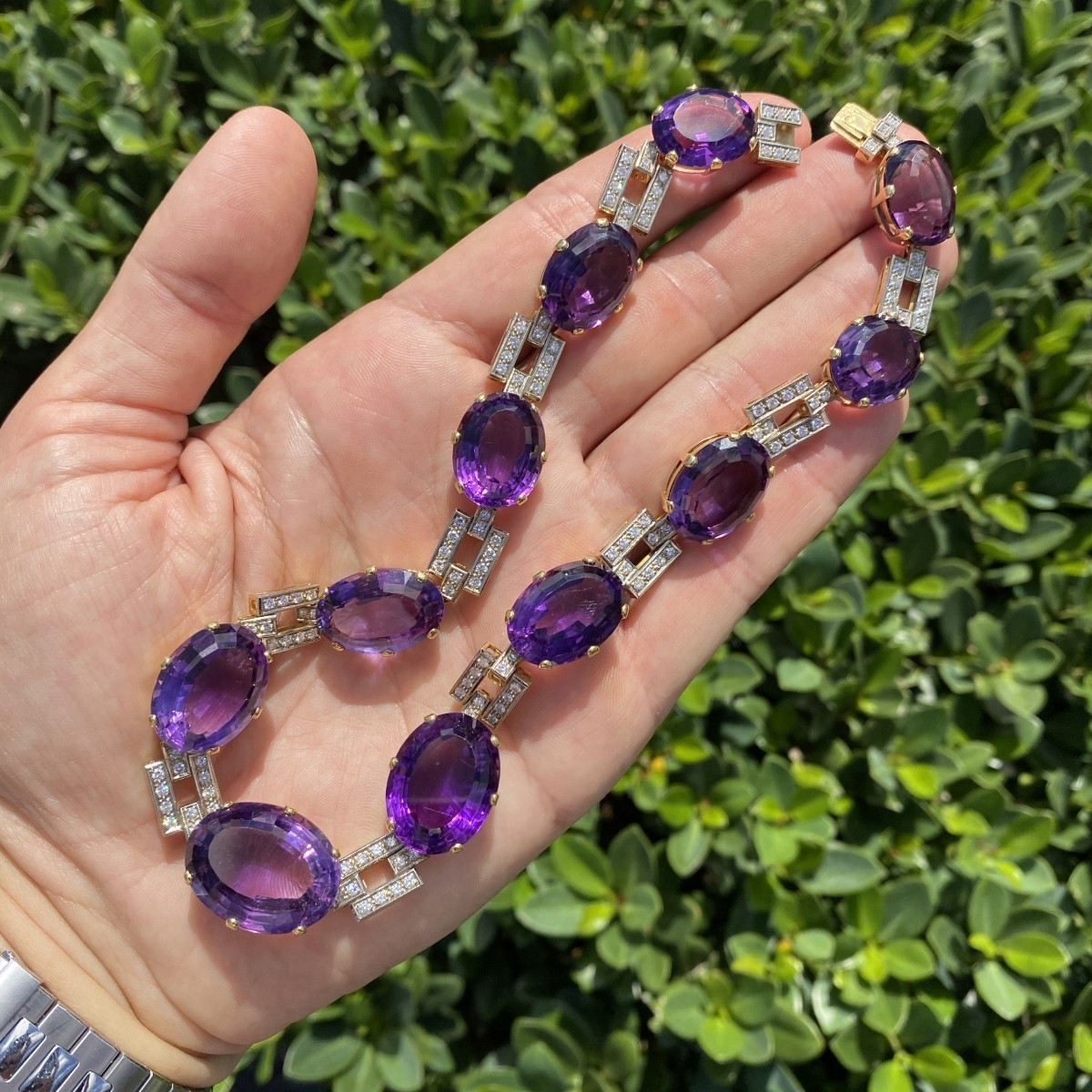 Amethyst, Diamond and 18K Necklace