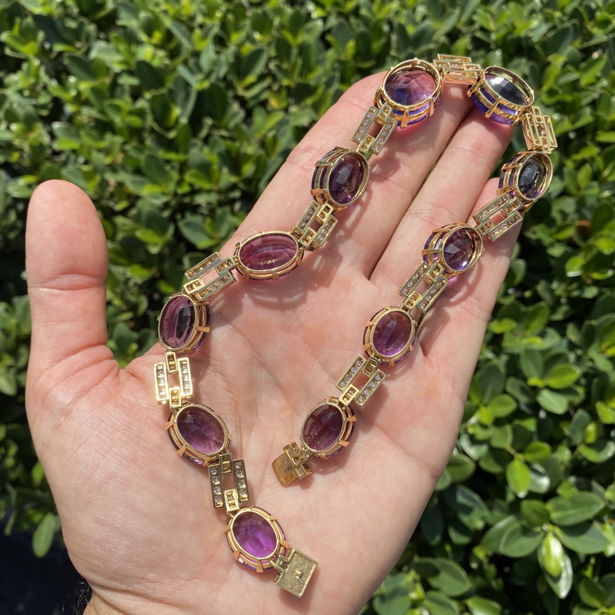 Amethyst, Diamond and 18K Necklace