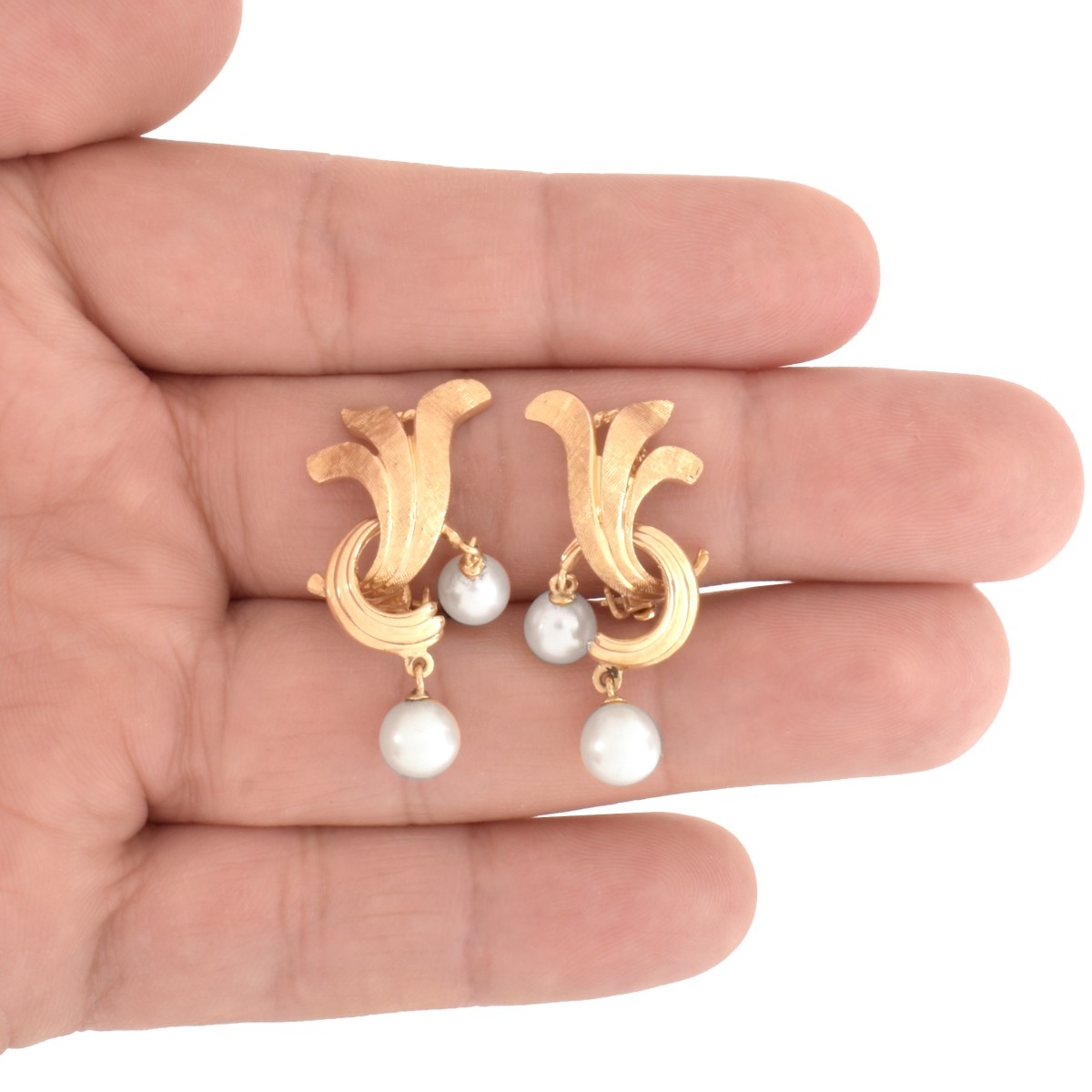 Pearl and 14K Earrings