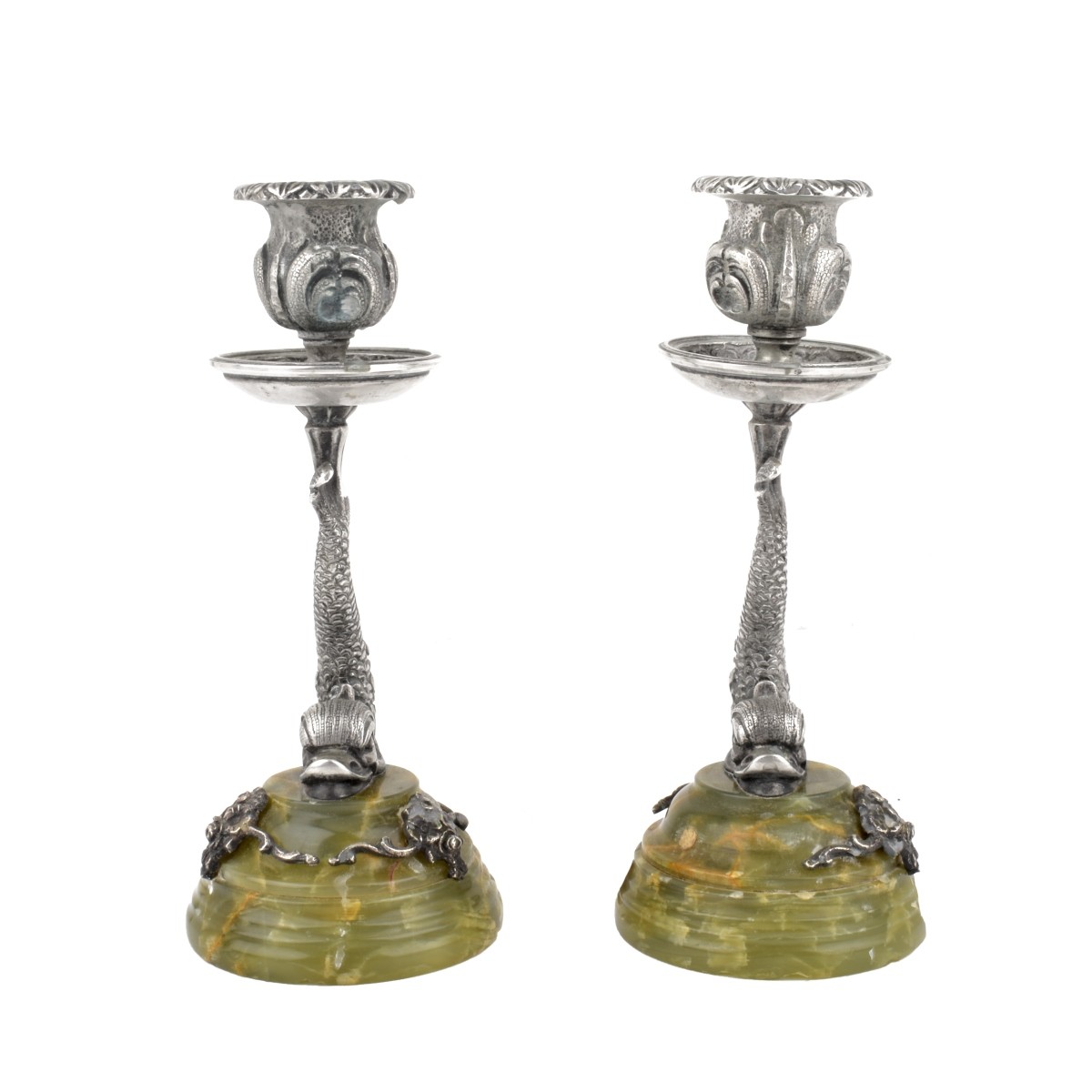 Pair of Empire Style Dolphin Candlesticks