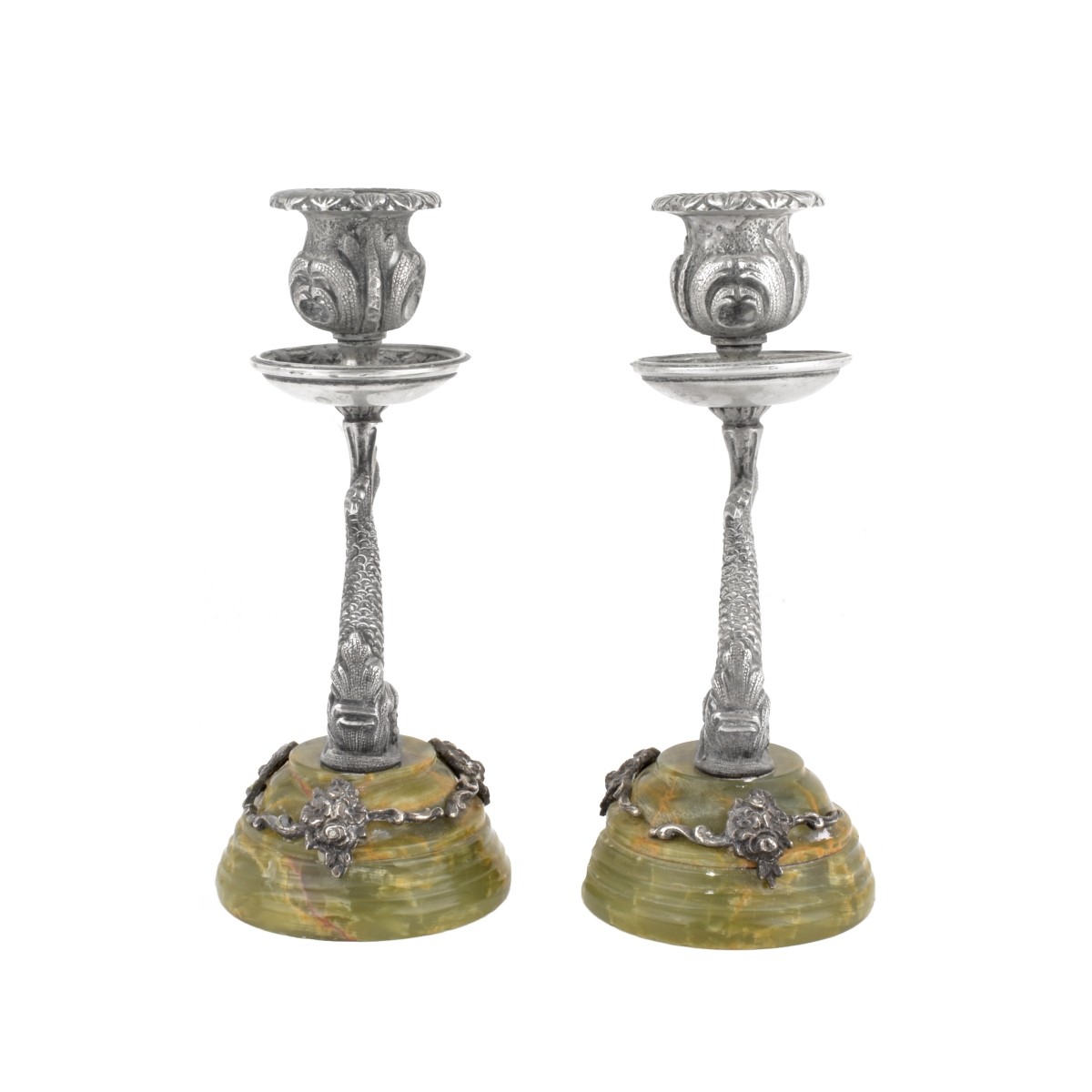 Pair of Empire Style Dolphin Candlesticks