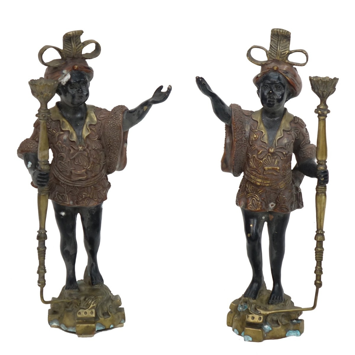 Pair of 20th C. Bronze Blackamoor Figures