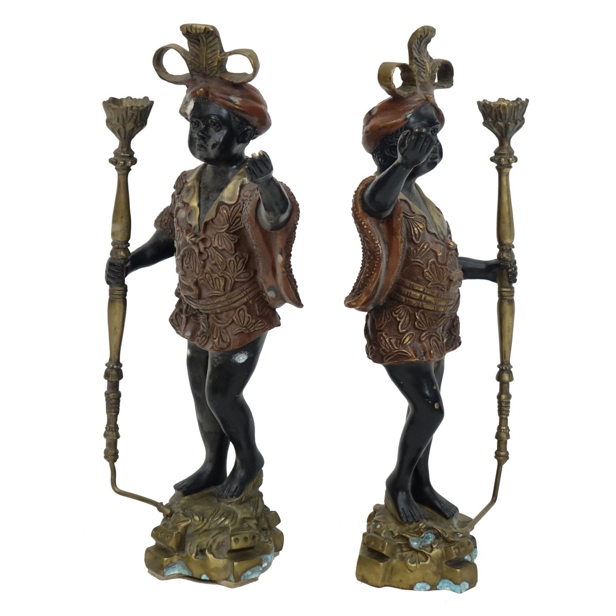 Pair of 20th C. Bronze Blackamoor Figures