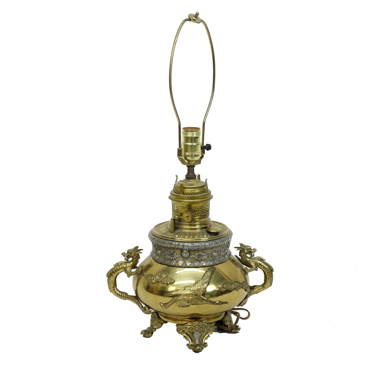 Vintage Japanese Brass Vase as Lamp