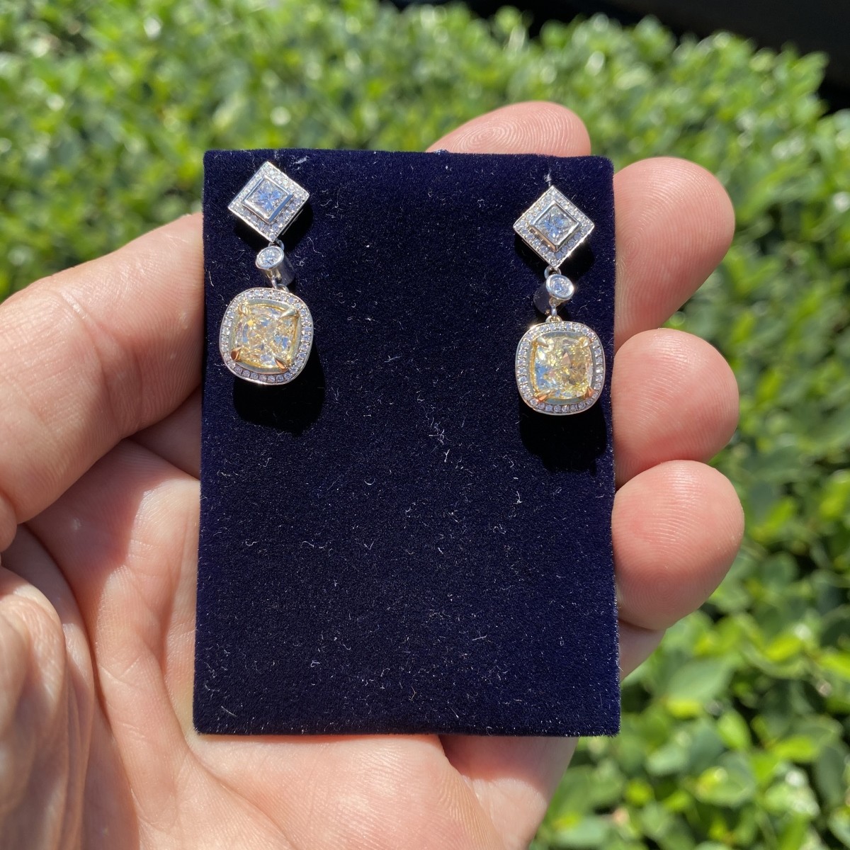 Diamond and 18K Pendant Earrings