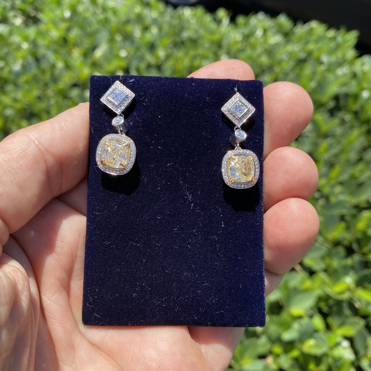 Diamond and 18K Pendant Earrings