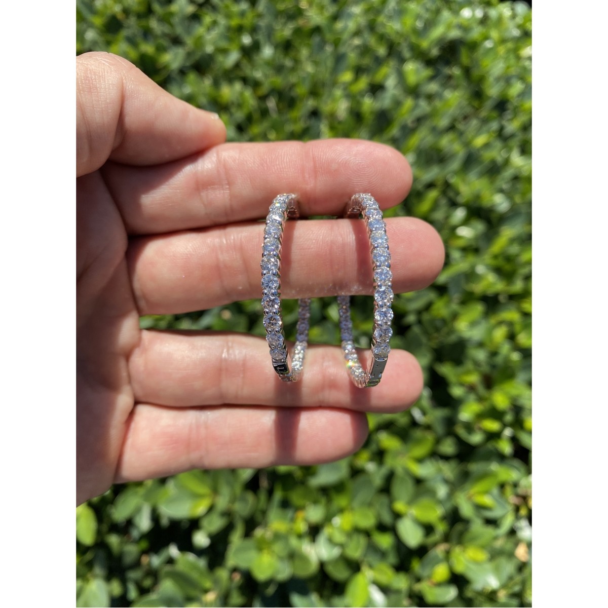 Diamond and 14K Hoop Earrings