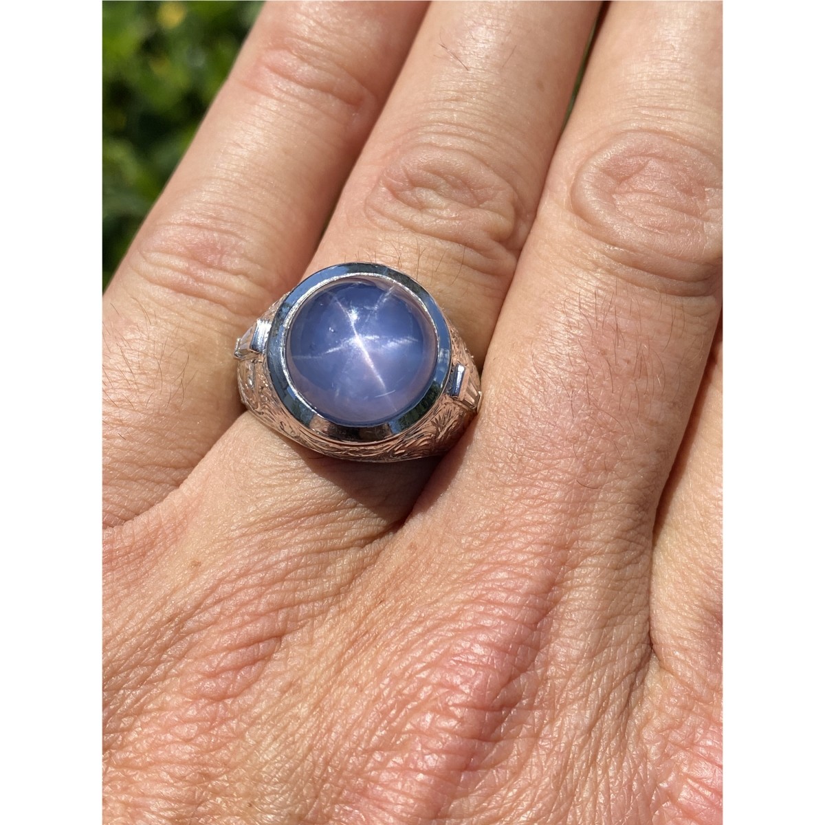 Star Sapphire, Diamond and 18K Ring