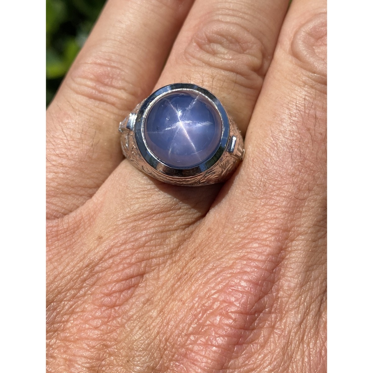 Star Sapphire, Diamond and 18K Ring