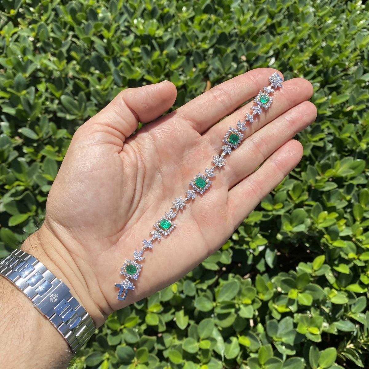 Diamond, Emerald and 18K Bracelet