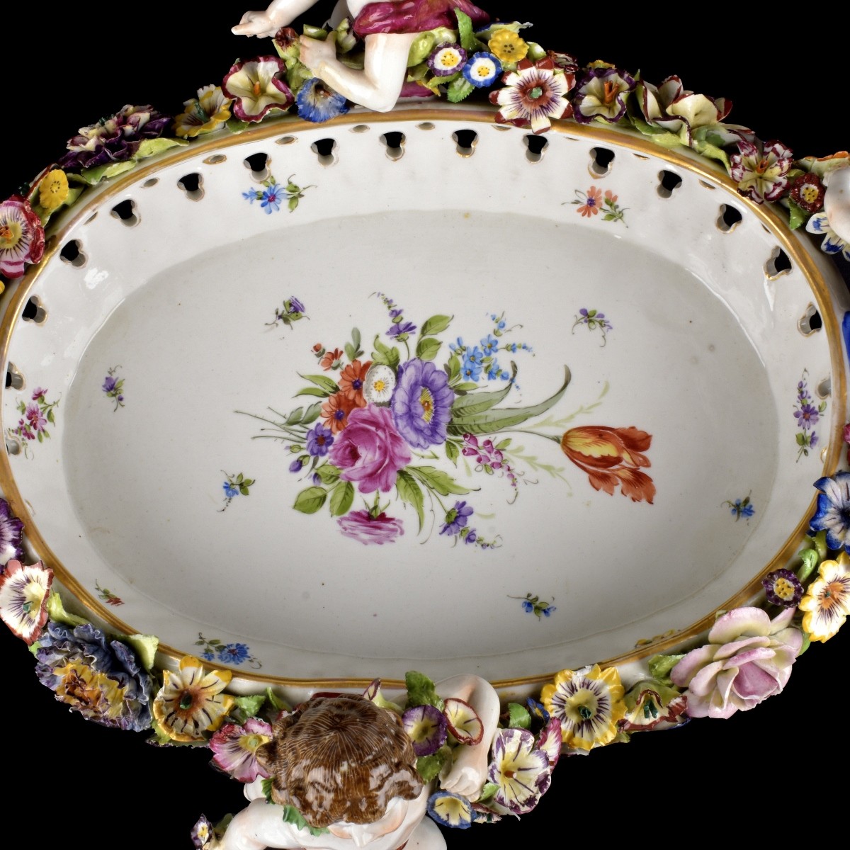 Antique Dresden Centerpiece Bowl