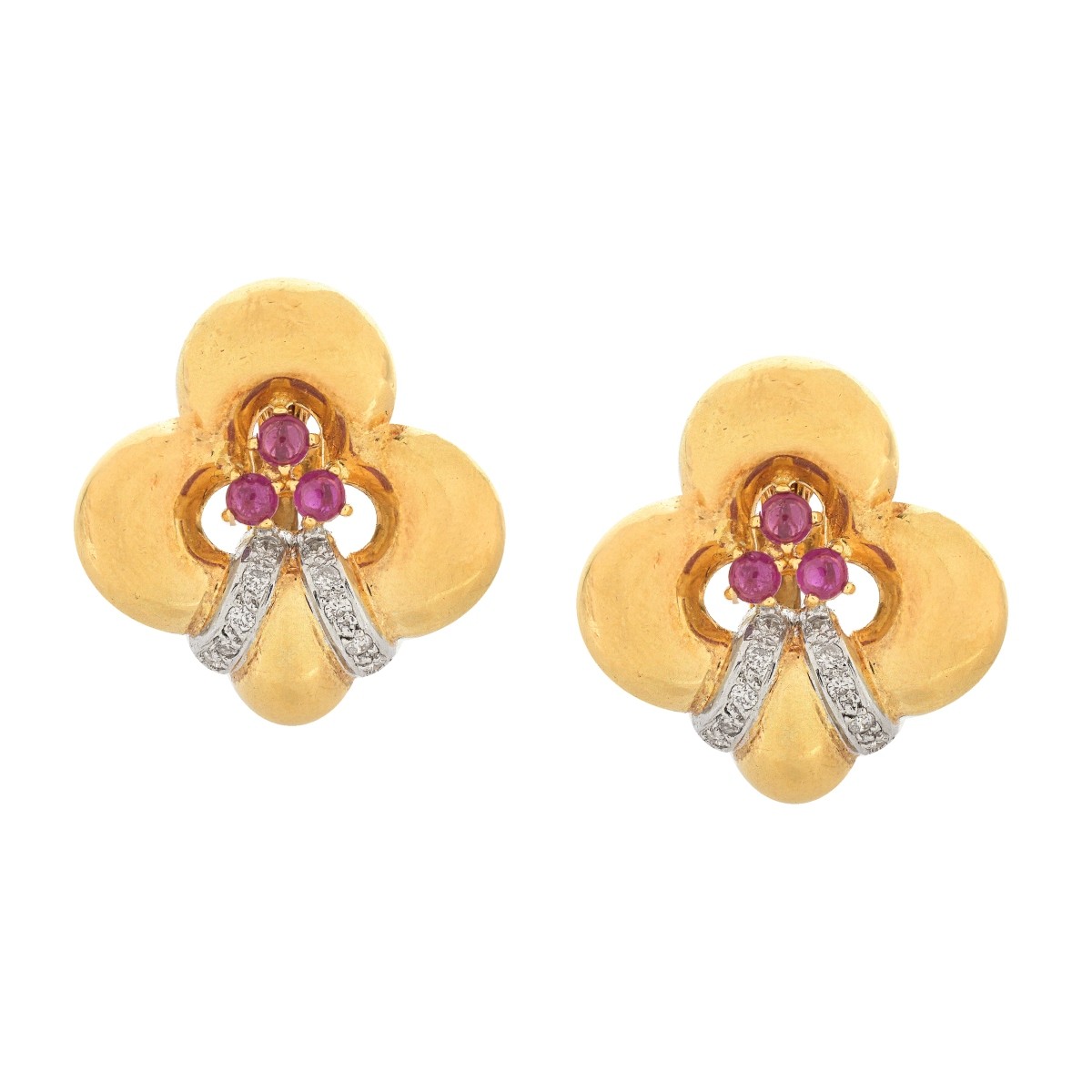 Ruby, Diamond and 18K Earrings