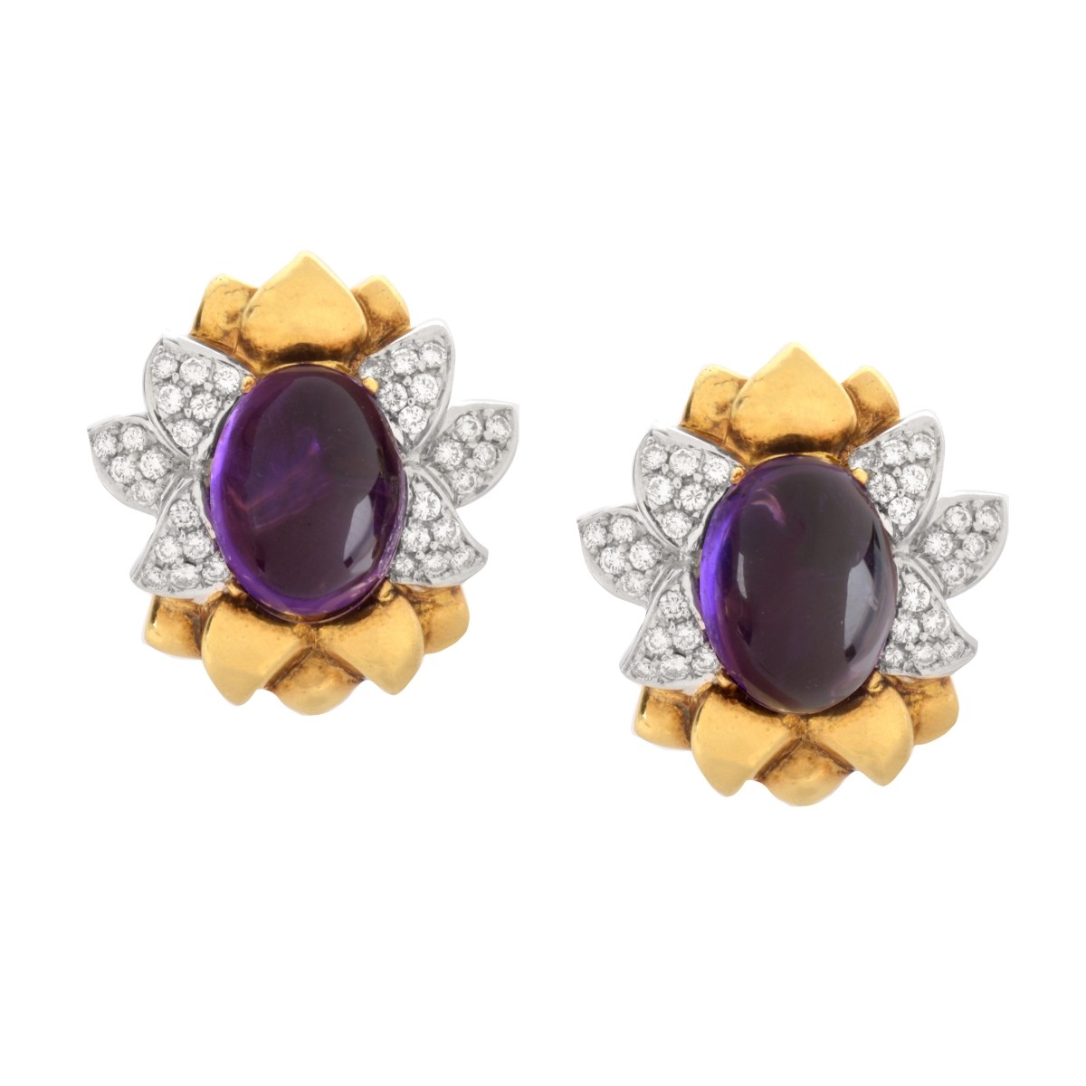 Amethyst, Diamond and 18K Earrings