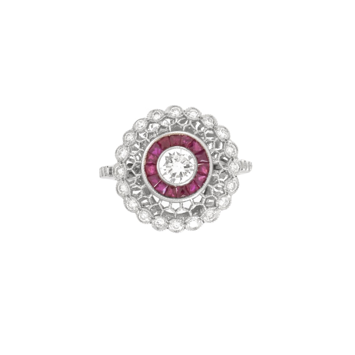 Diamond, Ruby and Platinum Ring