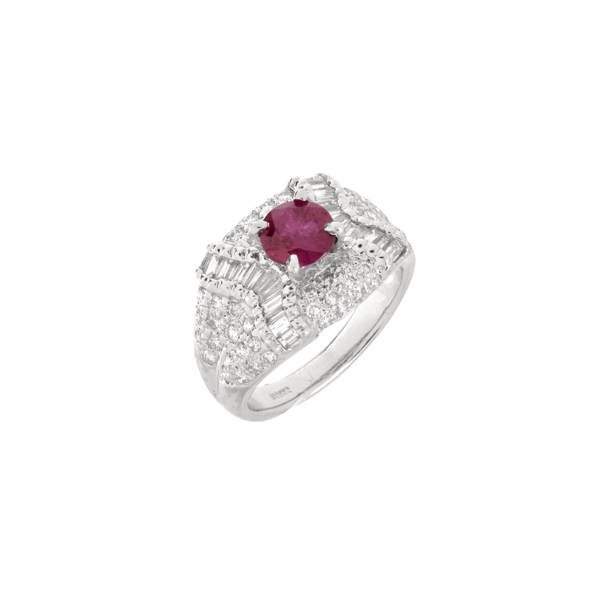 Ruby, Diamond and Platinum Ring