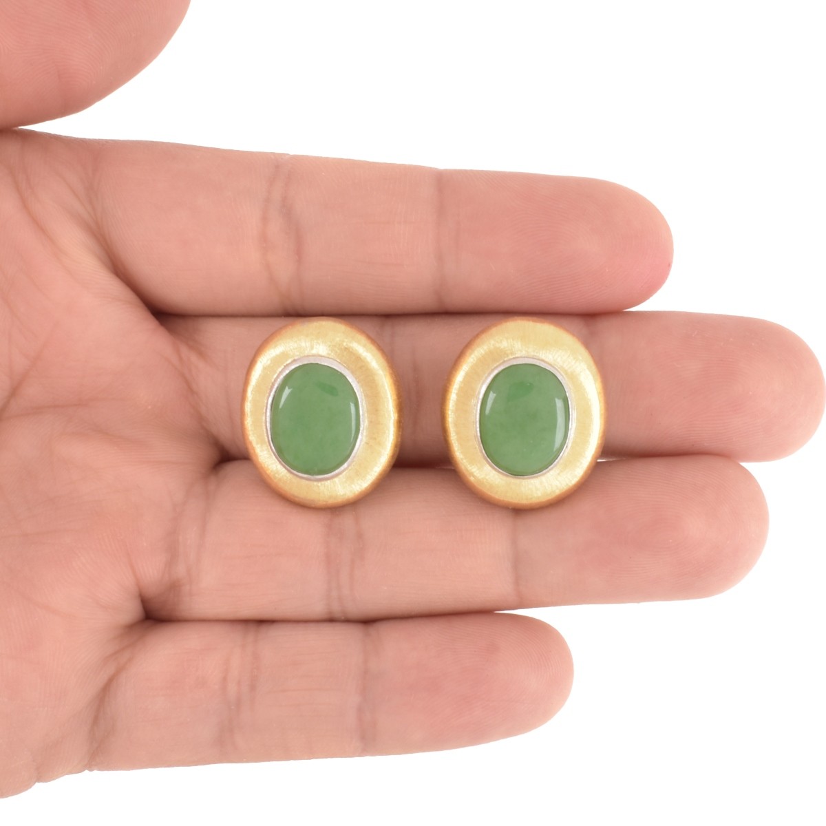 Buccellati Jade and 18K Earrings