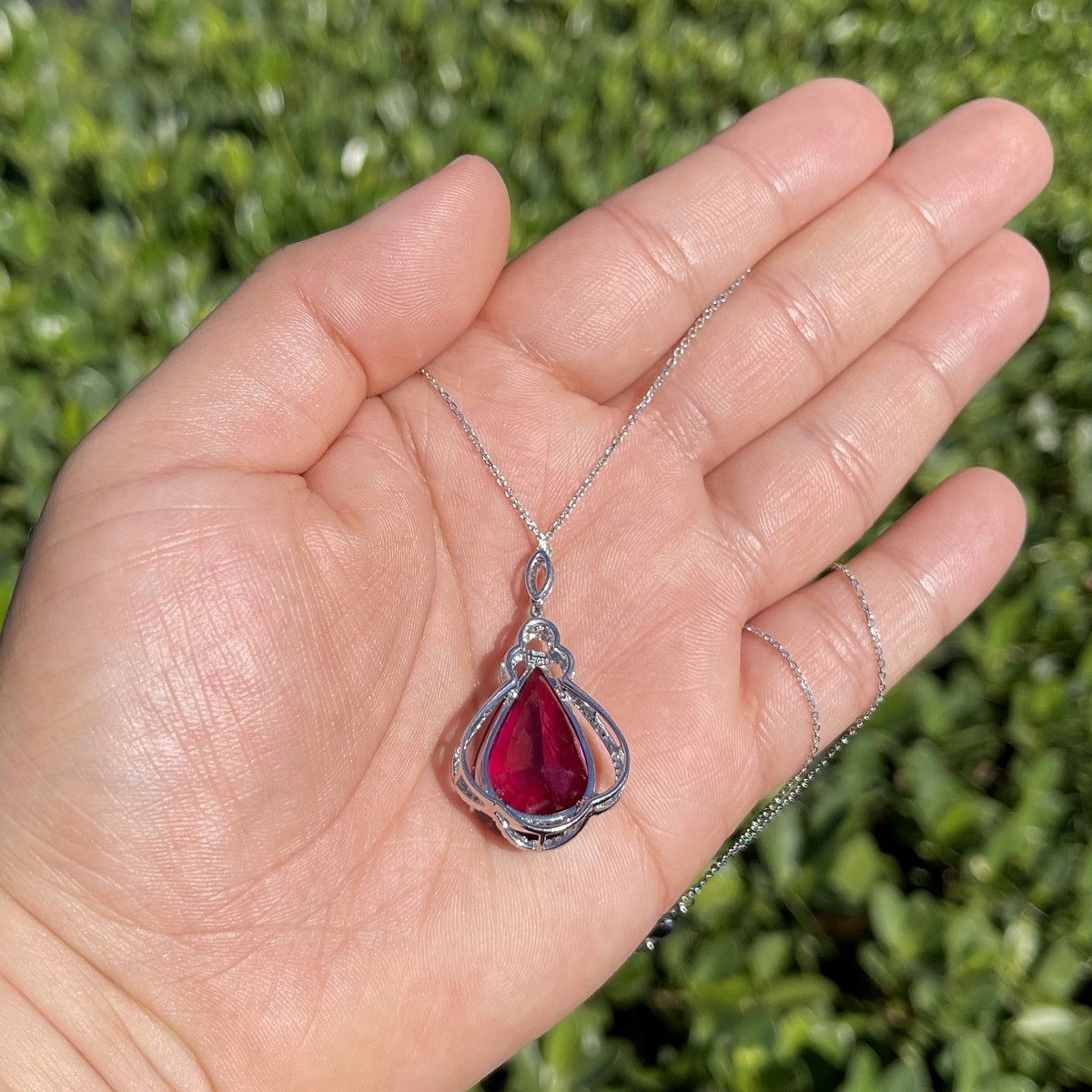 Rubelite, Diamond and 14K Necklace