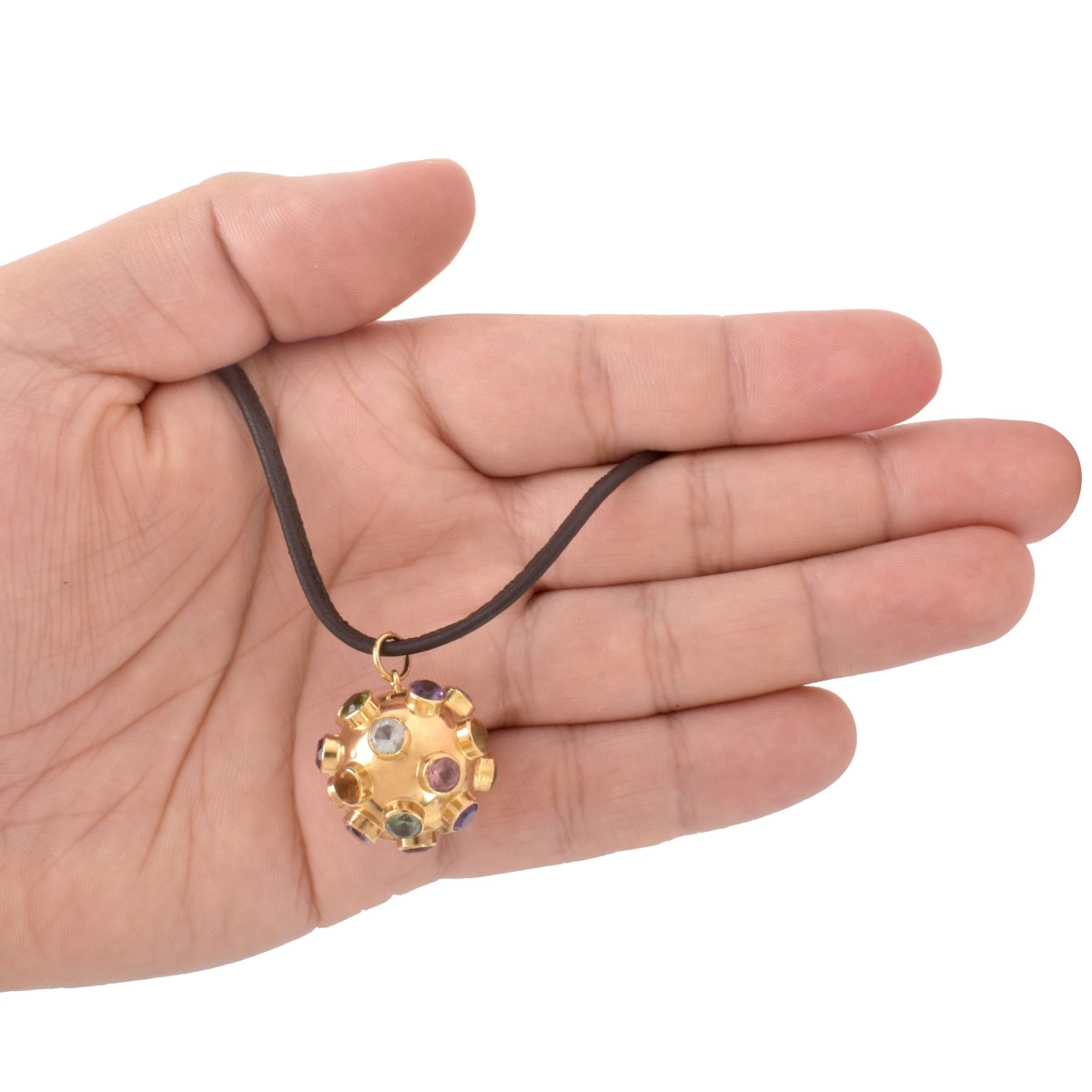 Gemstone and 18K Ball Pendant