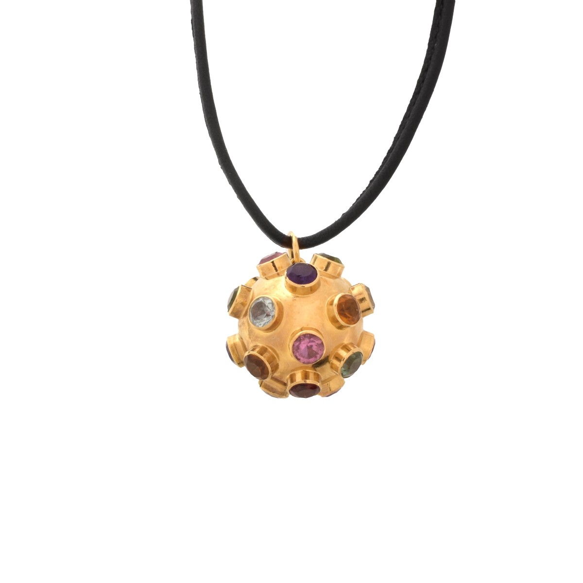 Gemstone and 18K Ball Pendant