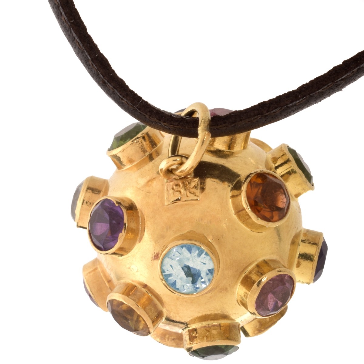 Gemstone and 18K Ball Pendant