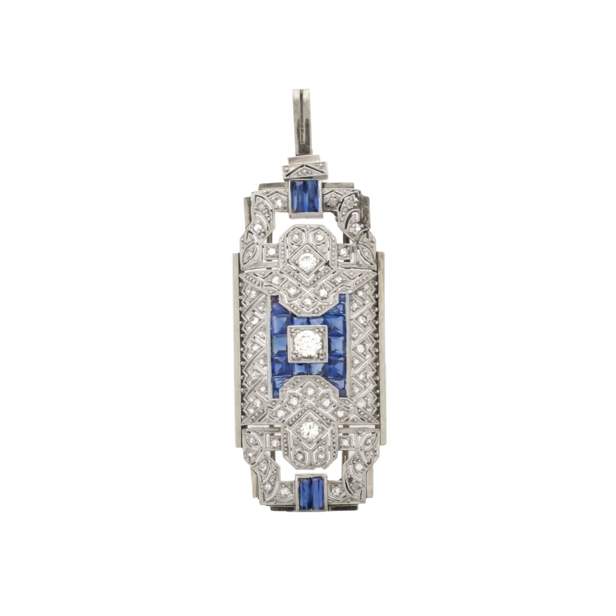 Diamond, Sapphire and 19K Pendant