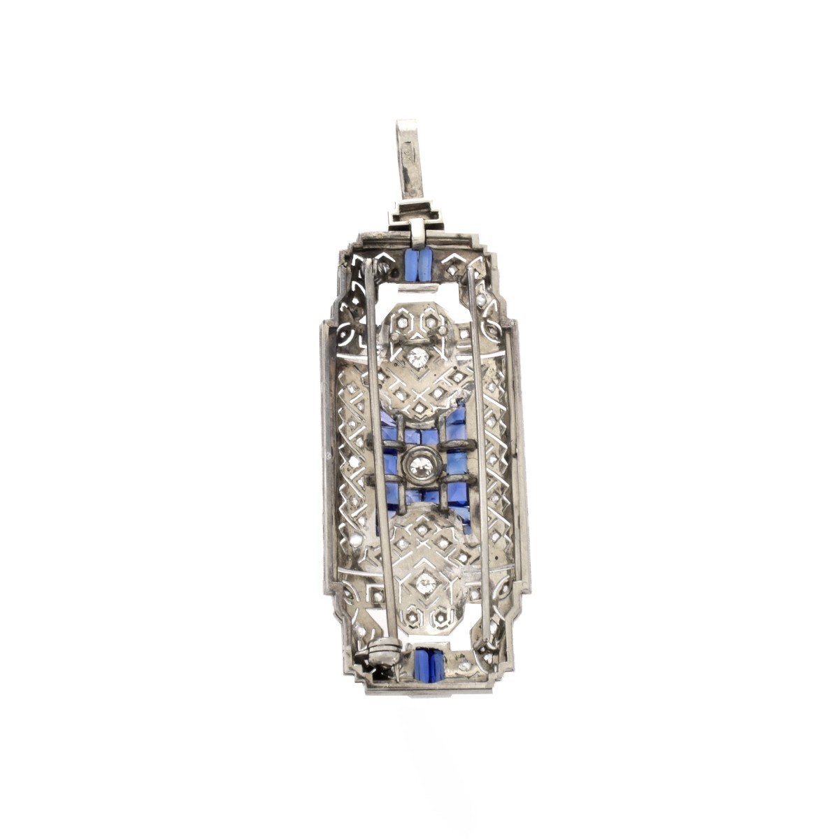 Diamond, Sapphire and 19K Pendant