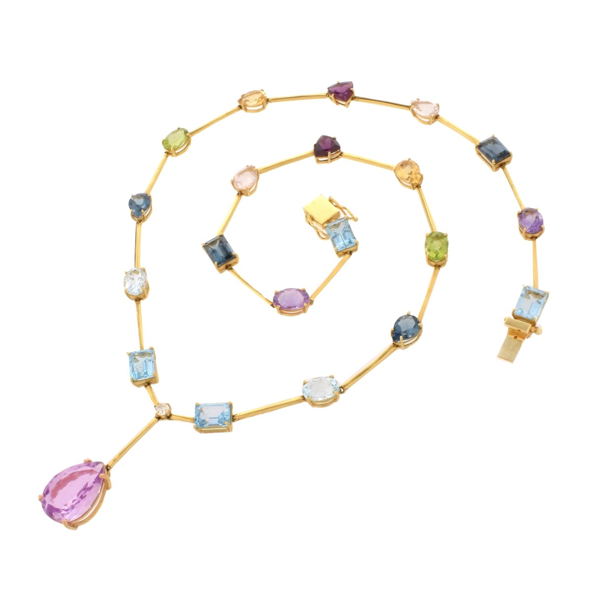 Gemstone and 18K Pendant Necklace