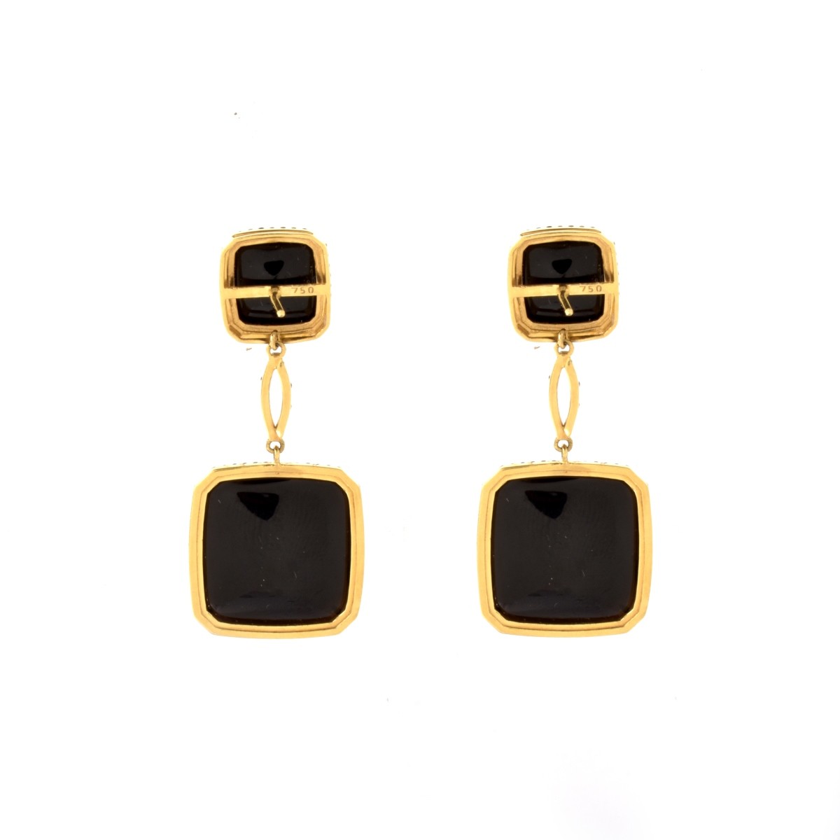 Onyx, Diamond and 18K Earrings