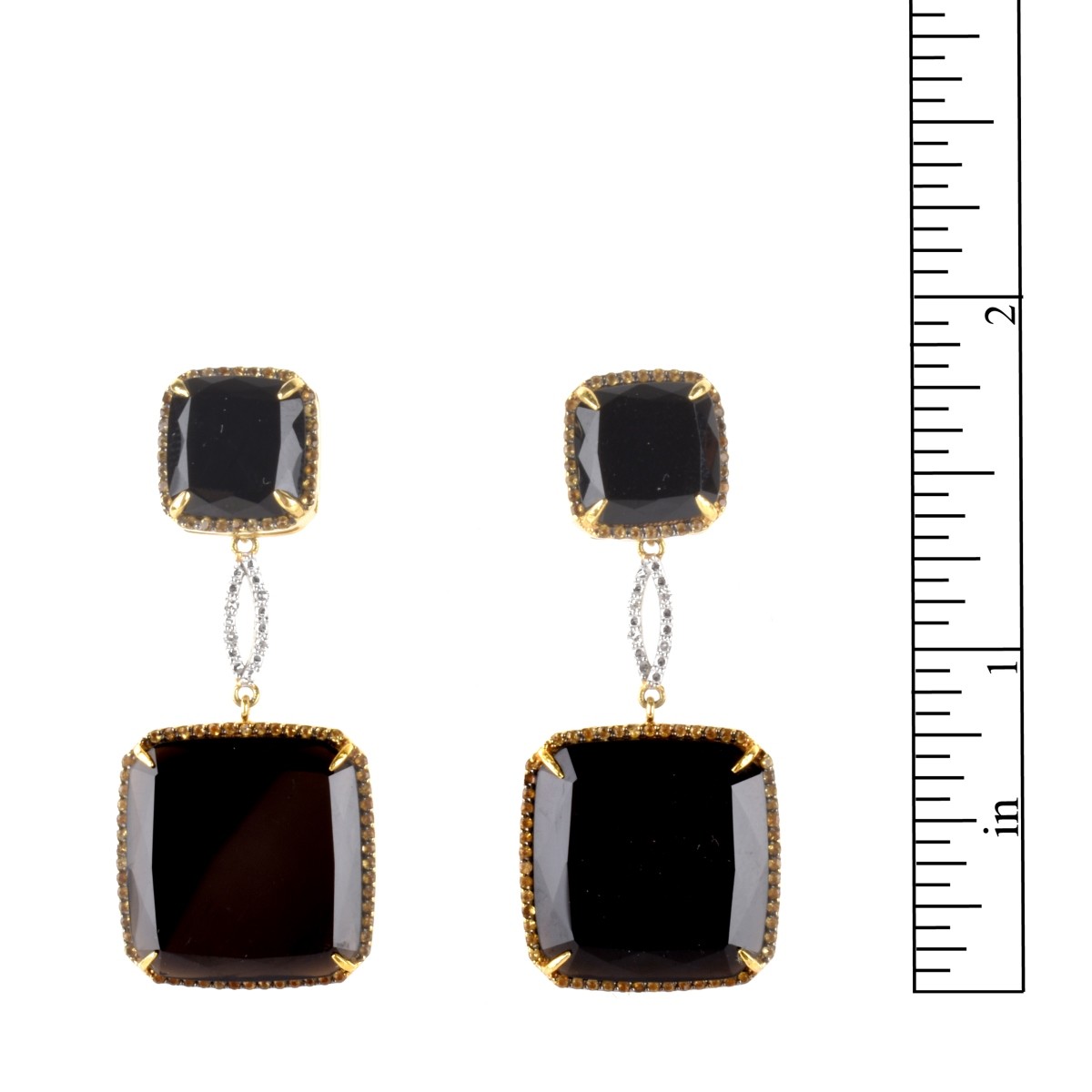 Onyx, Diamond and 18K Earrings